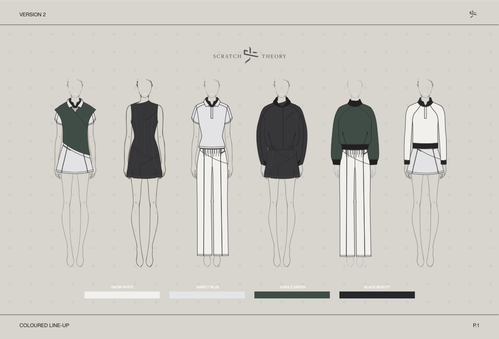 Scratch Theory Collection 01 - eight pieces in Jungle Green, Black Beauty, and Snow White
